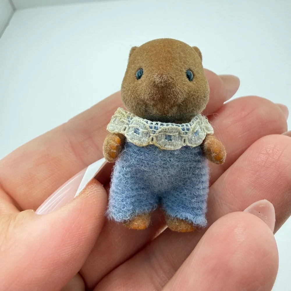 Vintage Sylvanian Families Calico Critters Beaver Family Set of 3 Plus Cradle